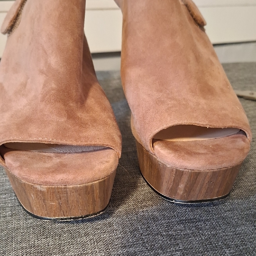 Sacha London Taupe Suede Platform Slingback Heels - Picture 4 of 11
